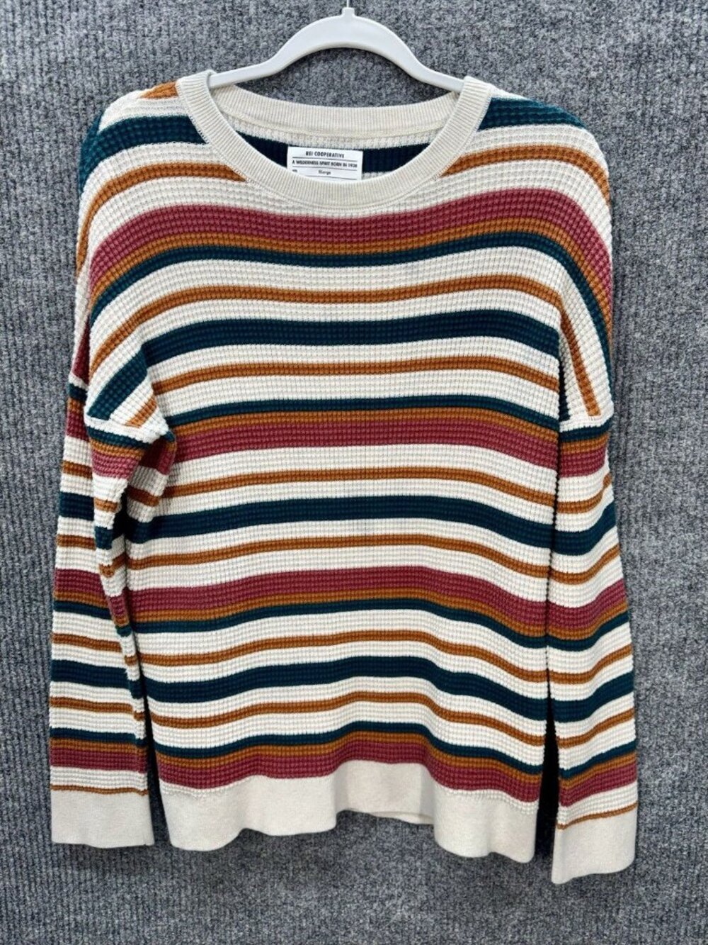 REI Co-op Wallace Lake Sweater Womens XL Multicolor Striped Waffle Knit Thermal